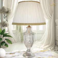 Lampada da tavolo classica in puro cristallo con paralume a scelta lume salotto.