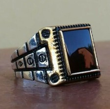 ANELLO UOMO ONICE ARGENTO 925  sigillo solitario inciso modello rolex scontato