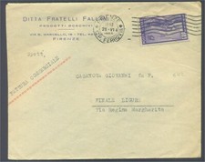 Busta aperta affrancata L. 15 ERP isolato (1949).