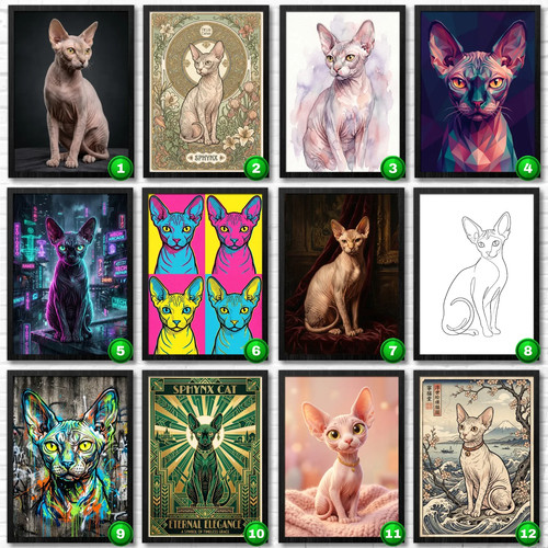 Poster affiche chat sphynx - poster,