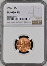 1973 1C RD Lincoln Memorial un centesimo NGC MS67+RD 6613560-006