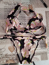 lotto 2077 costume mare piscina donna bikini nero-rosa tg.40