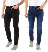 Jeans Uomo Slim Fit Pantaloni Denim Pantalone Elasticizzato Blu Nero Primaverile