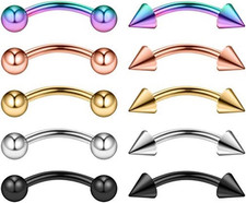 10 Pezzi Piercing Sopracciglio Labbro Lingua Ombelico Bananabells Acciaio Chirur