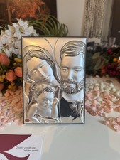 Icona Cornice Quadro Cornice 13x18cm Sacra famiglia Argento Da Parete 10835/13