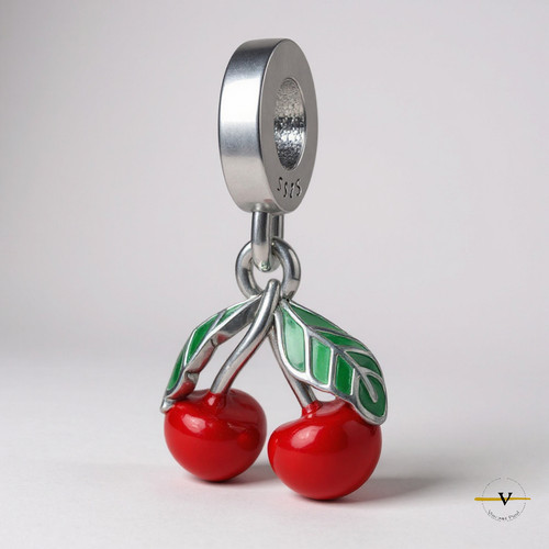 Charm ciliegia argento 925 - charm,