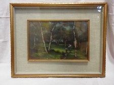 Dipinto paesaggio olio su cartone firmato Lorenzo Gignous cm 27x42 Antikidea
