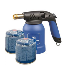 Saldatore bruciatore a gas + 2 cartucce cannello con fiamma ossidrica kemper 