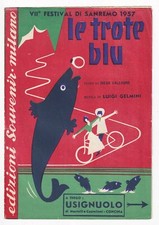 Spartito Musicale Sanremo 1957 Le Trote Blu Usignuolo Contrabbasso Chitarra