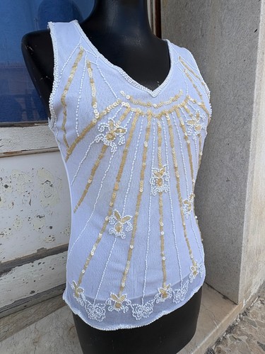Top con paillettes canottiera - top,