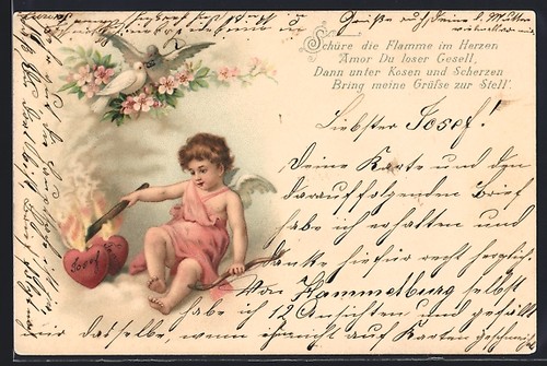 Cartolina cupido accende - cupido,