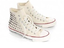 Scarpe Chuck Taylor EGRET Square Metal Borchie Converse Caviglia Hi Collar Wm 8,5 DISCO