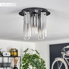 Lampada da soffitto HOFSTEIN Musso metallo/vetro nero/colore fumo/chiaro plafoniera