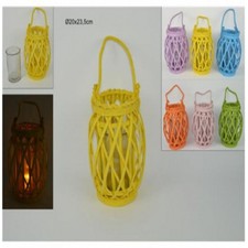 PORTACANDELA PORTA CANDELA LUMINO LANTERNA LEGNO MANICO DECORATIVA 23,5CM