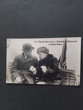 Cartolina Mussolini e D'Annunzio a Gardone Riviera. N.V.