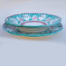 Vietri Servizio Piatti 2pz. in Ceramica Vietri 100% decorato a mano Verde Chiaro