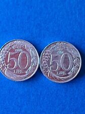 2 monete 50 lire piccole anni   1996-1999 ottime condizioni