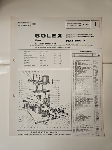 Opuscolo carburatore solex - opuscolo,