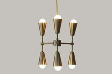 Lampadario In Ottone Opaco A 6 Luci Per Bar Soggiorno Pub E Ristorante