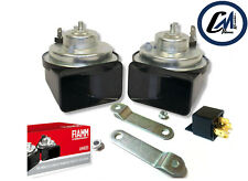932306Z COPPIA TROMBE CLACSON FIAMM AM80SX 12V AUTO MOTO CAMION + RELE' + STAFFE