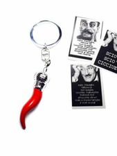 2   PORTA CHIAVI CHARM CORNO ROSSO  5,5 cm metallo SCHEDA OMAGGIO horn charms