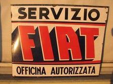 FIAT SERVIZIO OFFICINA AUTORIZZATA-RARA INSEGNA TARGA TABELLA SMALTATA VINTAGE