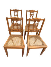 Gruppo di 4 antiche sedie in noce paglia di Vienna