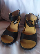 LOGAN sandalo wedge zeppa plateau in pelle nera 37
