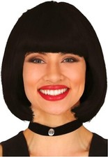 Parrucca nera caschetto liscia