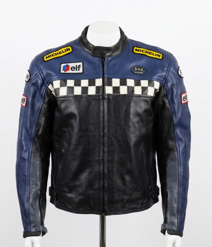 Giacca biker pelle - diavolo, blu