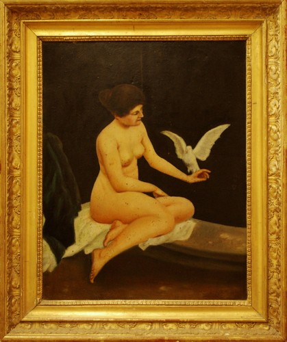 Nudo femminile colomba dipinto - colomba,