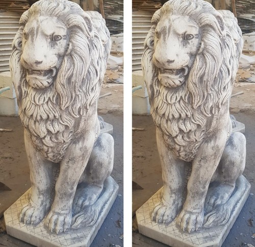 Statua leone coppia leoni h - statua,