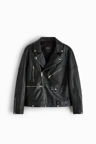 New zara 100 leather biker - 100%,