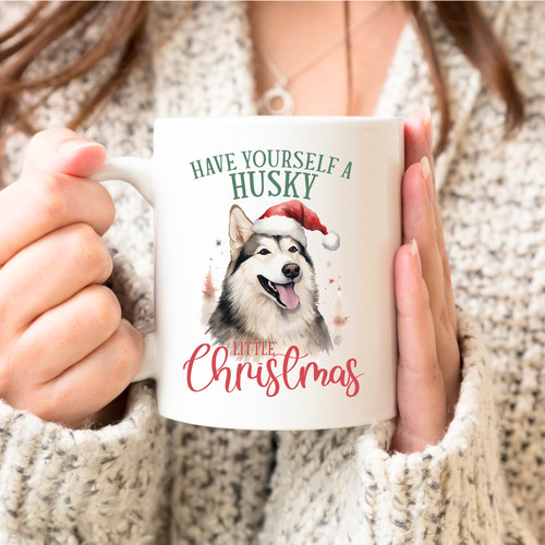 Tazza caffè husky natalizia