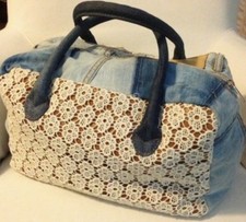 DENNY ROSE BORSA bauletto Jeans PIZZO art. 0570 introvabile rarissimo