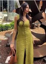 ZARA ABITO MIDI VERDE OLIVA