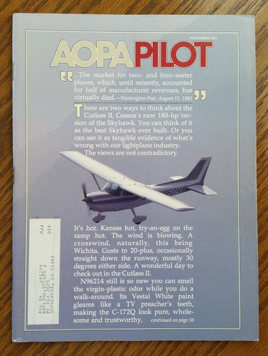 Aopa pilot nov 1983 cessna - pilot, 1983,