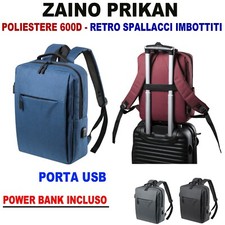 ZAINO CARTELLA POLIESTERE 600D USB PC 15" CHIUSURA DOPPIA ZIP ATTACCO TROLLEY