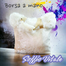 Borsa a mano, tote bag, handmade, morbida e robusta, in ciniglia e pelliccia eco
