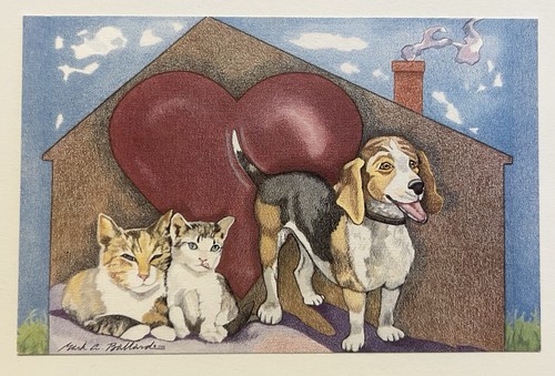 Cane gatti cartolina - gatti, d'epoca