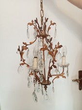 Lampadario  vintage con gocce di cristallo