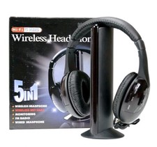 Cuffie Stereo Wireless 5 IN 1 Senza Fili WIFI Cuffia per Pc Tv Mp3