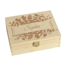 Cassapanca portaoggetti personalizzabile 21x6x9cm fantasia floreale naturale cassapanca legno