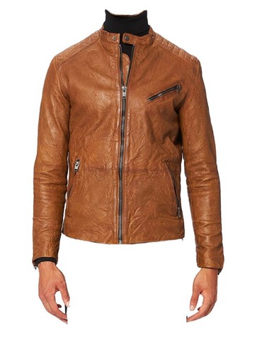 Giacca pelle uomo marrone - pelle,