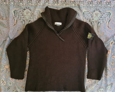 Maglione Stone Island in lana colore marrone con zip