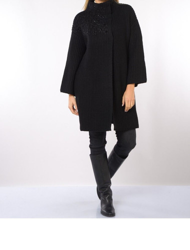 Cappotto nero maglia - cappotto, in
