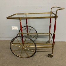 Carrello Bar / vivande anni 50 Cesare Lacca ottone e rosso . Tutto originale.