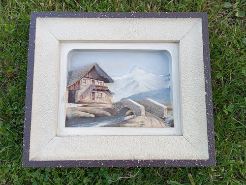 Quadro chalet montagna ponte - chalet, e