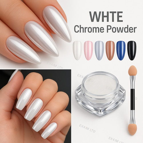 Polvere unghie cromo bianco - polvere,