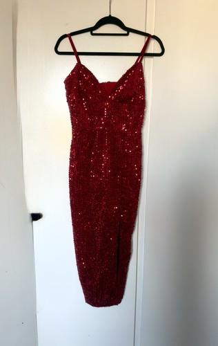 Maxi abito rosso - , paillettes
